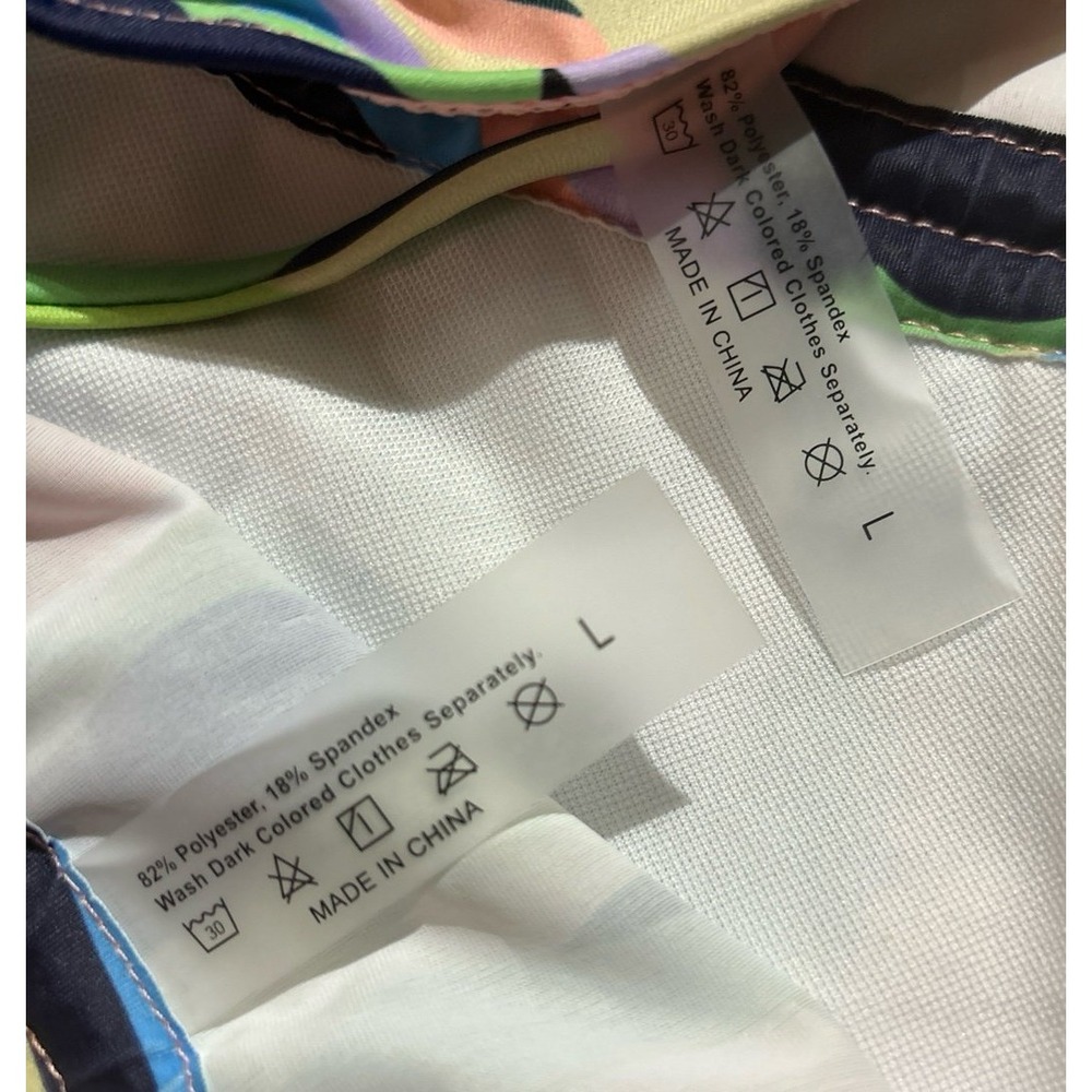 NEW Colorful Abstract Ruffle Trim String Bikini,‎ Size Large - Picture 4 of 4